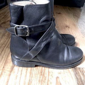 J. Crew Black Leather Ankle Boots